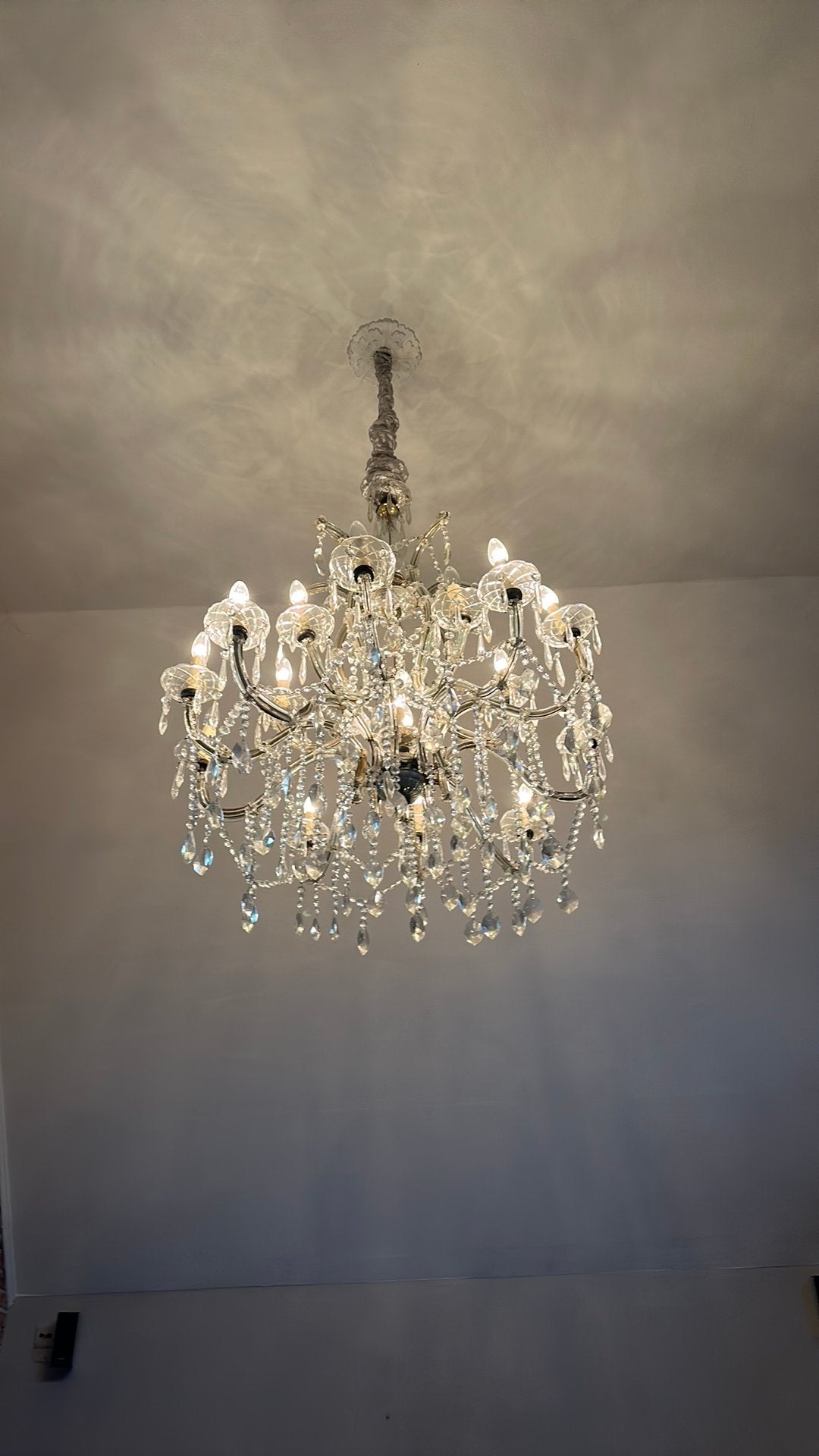 Prachtige glazen luster 95 cm doorsnee 1,6 m hoog, Antiek en Kunst, Ophalen