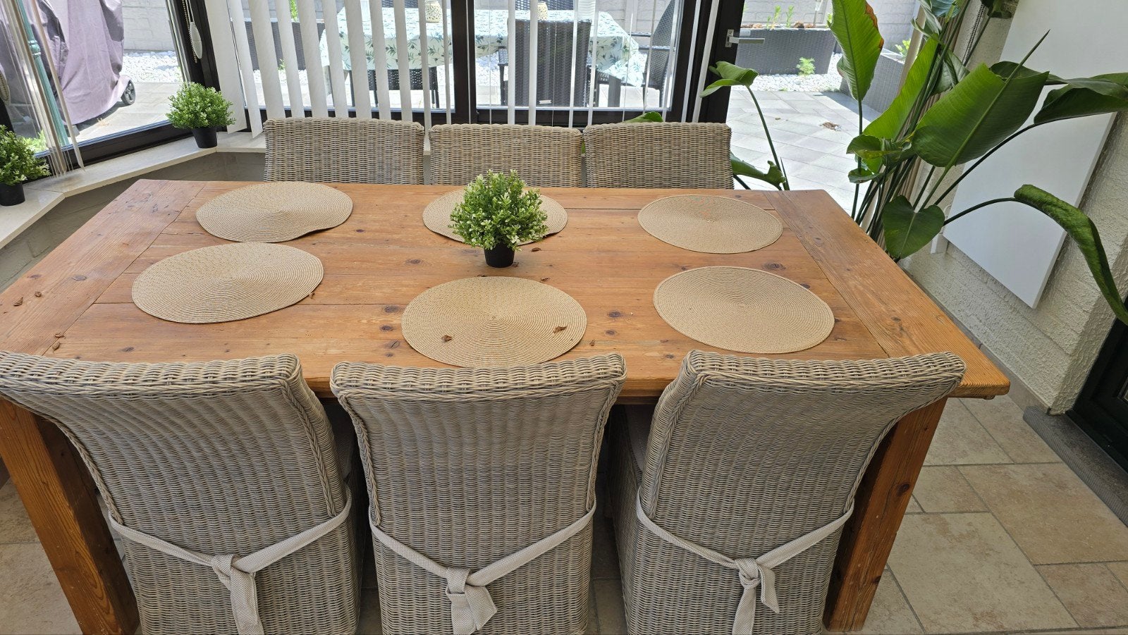 Landelijk massieve houten eettafel met 6 Stoelen Zeer stevig, Ophalen, Hout, Eettafel
