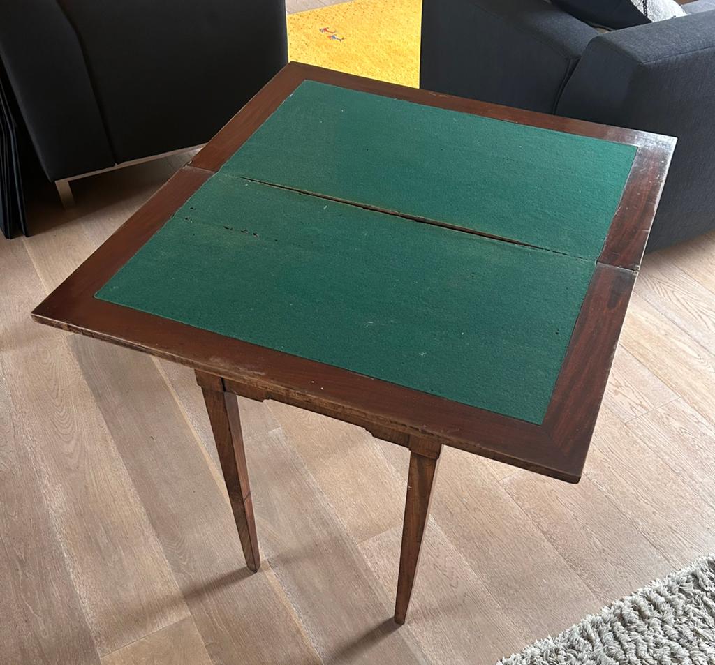 Kaarttafeltje - Gefineerd Mahoniehouten Tafel met Vilt, Ophalen, Gebruikt