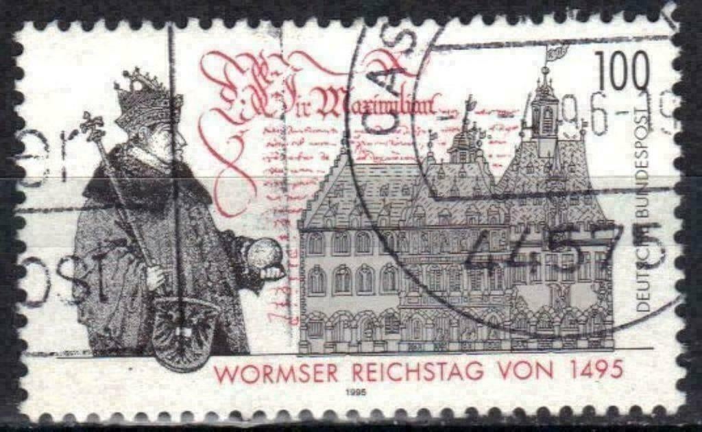 Duitsland Bundespost 1995 - Yvert 1605 - Rijksdag Worms (ST), Verzenden, Gestempeld