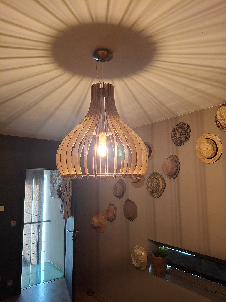 EGLO Tindori design hanglamp bruin Houten lamellen (Ø 50 cm), Ophalen, Hout