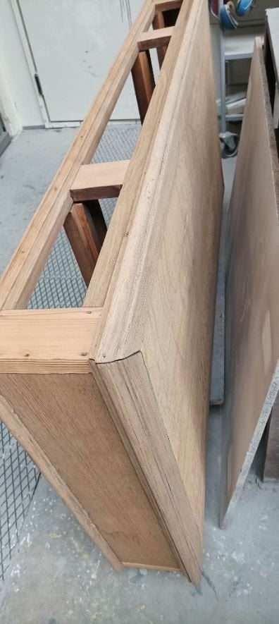 Engels dubbel-pedestaalbureau Victoriaans/Edwardiaanse-stijl, Huis en Inrichting, Ophalen, Gebruikt, 155 cm, Hout