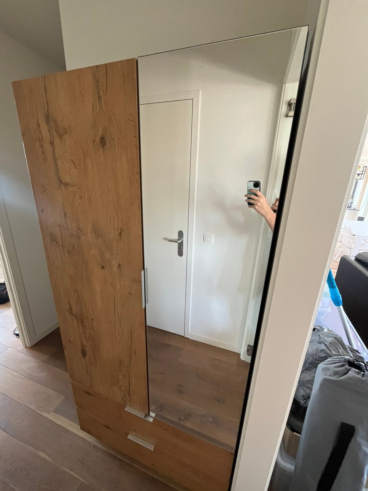 Garderobekast Aster met legplanken, lades en spiegel, Huis en Inrichting, Kasten | Kleerkasten, Ophalen, Met lade(s), 50 tot 100 cm