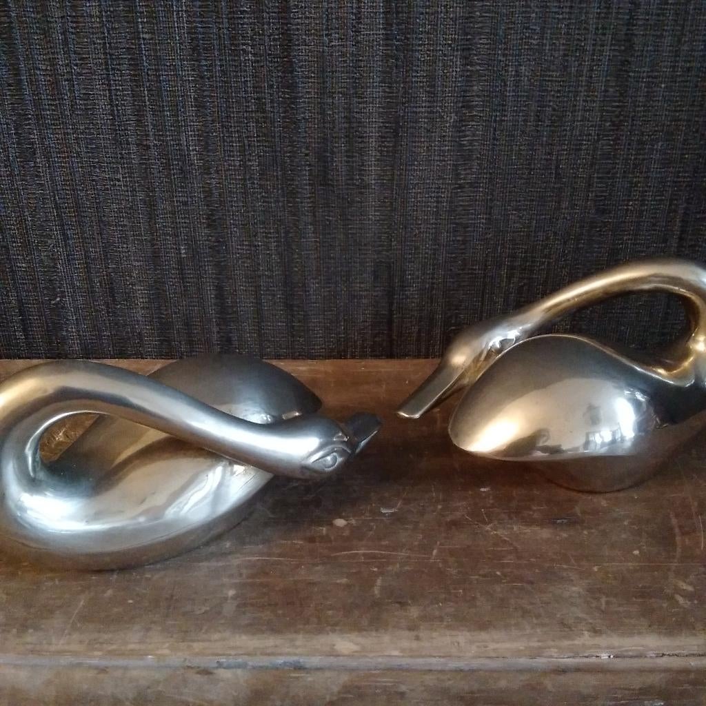 Prachtige vintage koperen zwanen koppel. Regency style, Antiek en Kunst, Antiek | Brons en Koper, Koper, Ophalen of Verzenden