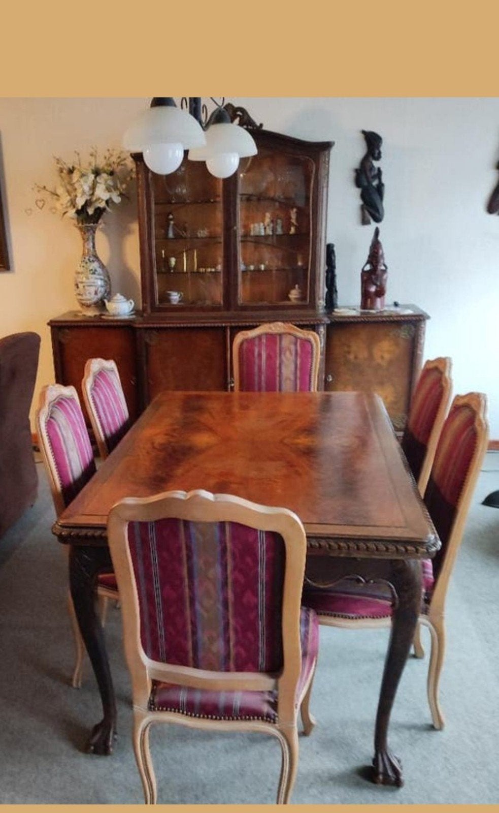 Antieke kast / tafel / 6 stoelen NEO BAROK klauwpoten, Antiek en Kunst, Ophalen