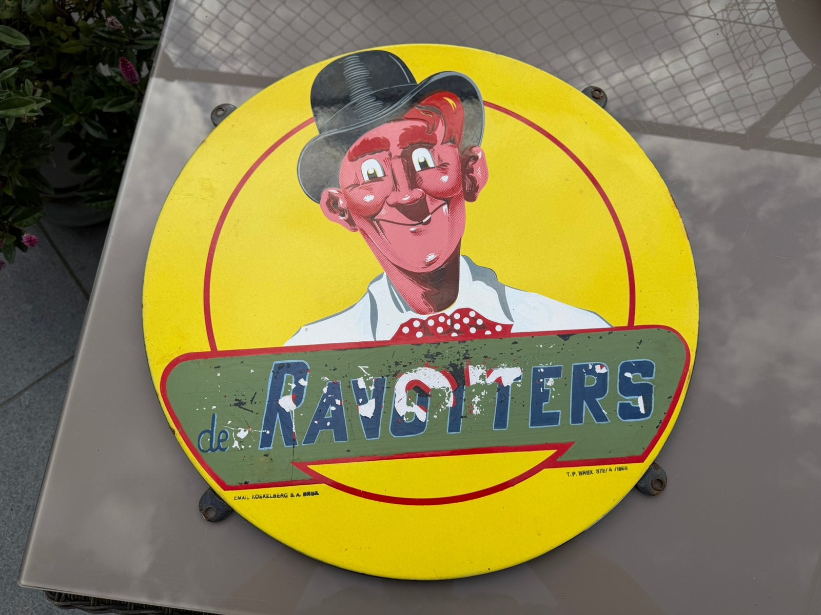 Emaille bord reclame plaat van koekelberg!, Antiek en Kunst, Ophalen