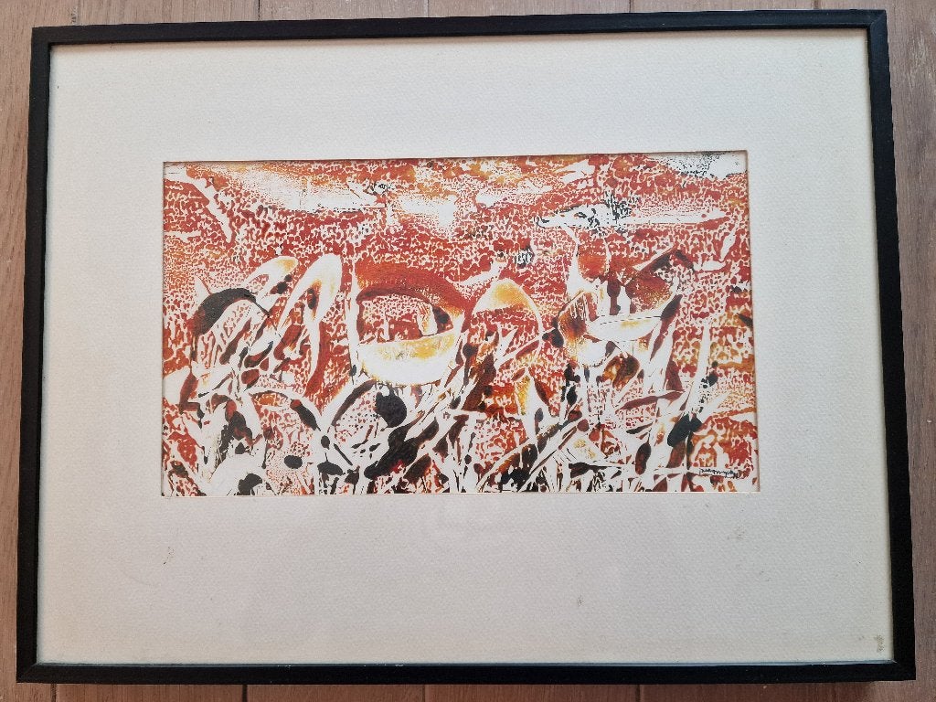 Te koop: 5 Kunstwerken van de hand van Jacky Duyck, Abstrait, Autres matériaux, Sous verre, Enlèvement