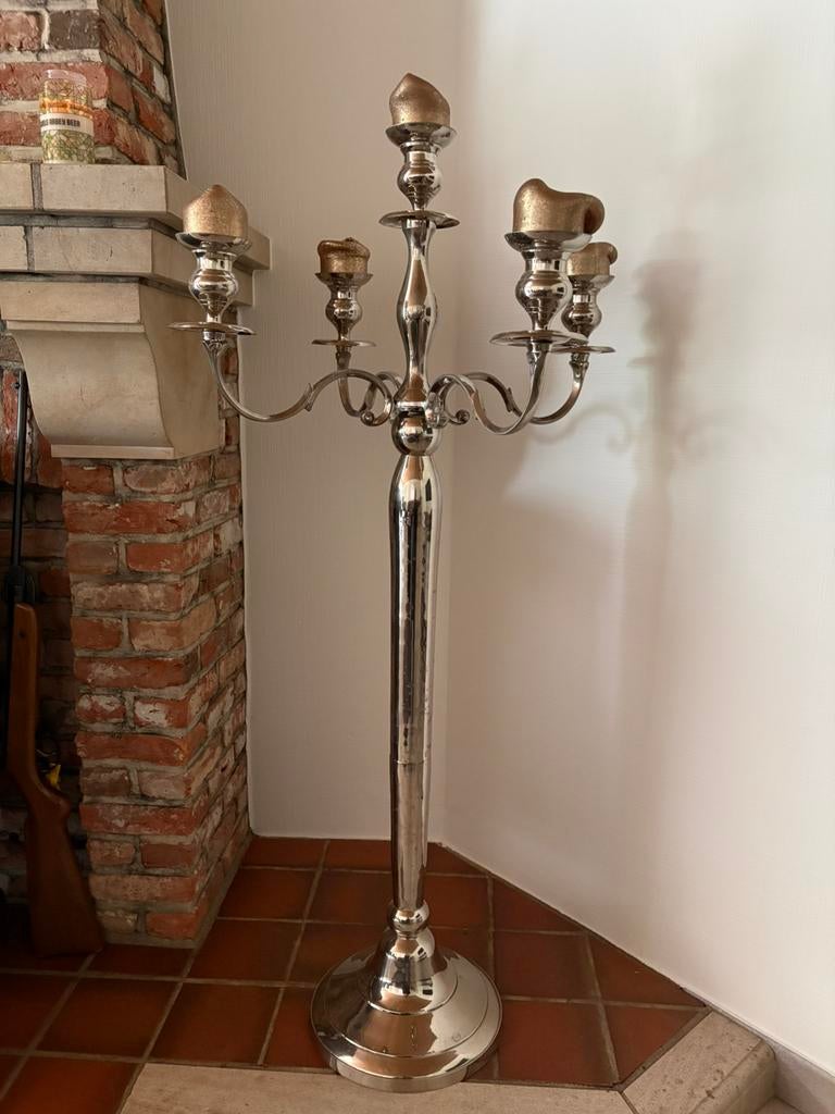 Kandelaar verzilverd, Antiek en Kunst, Ophalen, Zilver