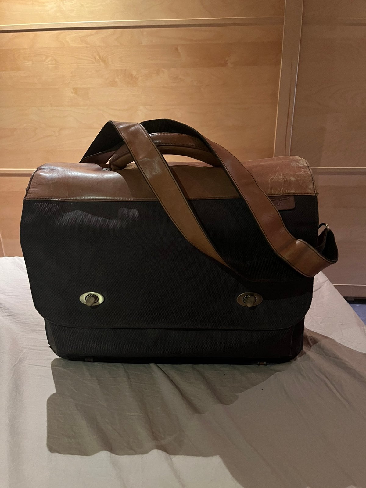 Lederen boekentas, Handtassen en Accessoires, Tassen | Schooltassen, Ophalen, Gebruikt, Bruin, 40 tot 50 cm
