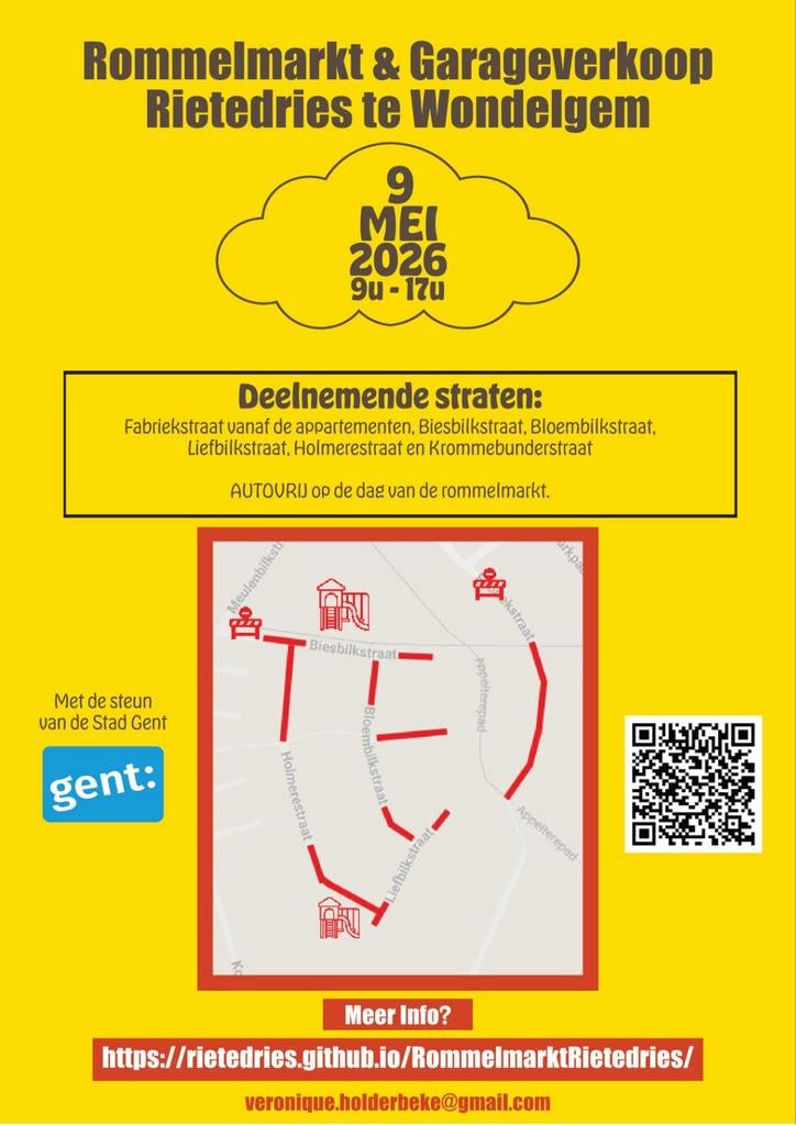Rommelmarkt/garageverkoop Rietedries Wondelgem 9 mei 2026, Contacts & Messages, Événements