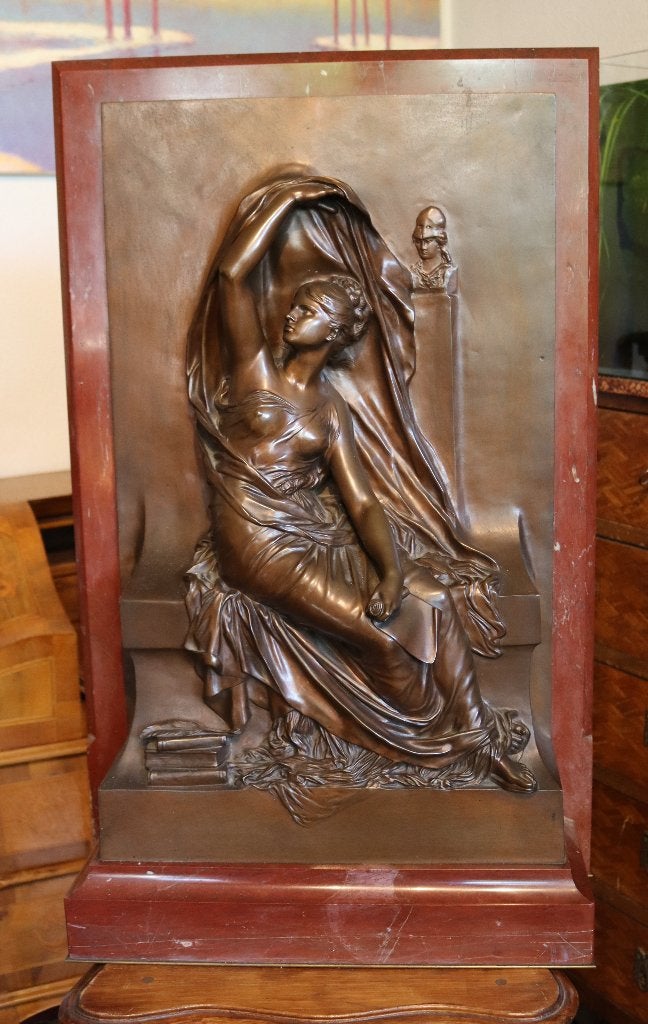 Très grande sculpture en relief en bronze antique, Antiquités & Art, Enlèvement, Brons, Statue, Femme