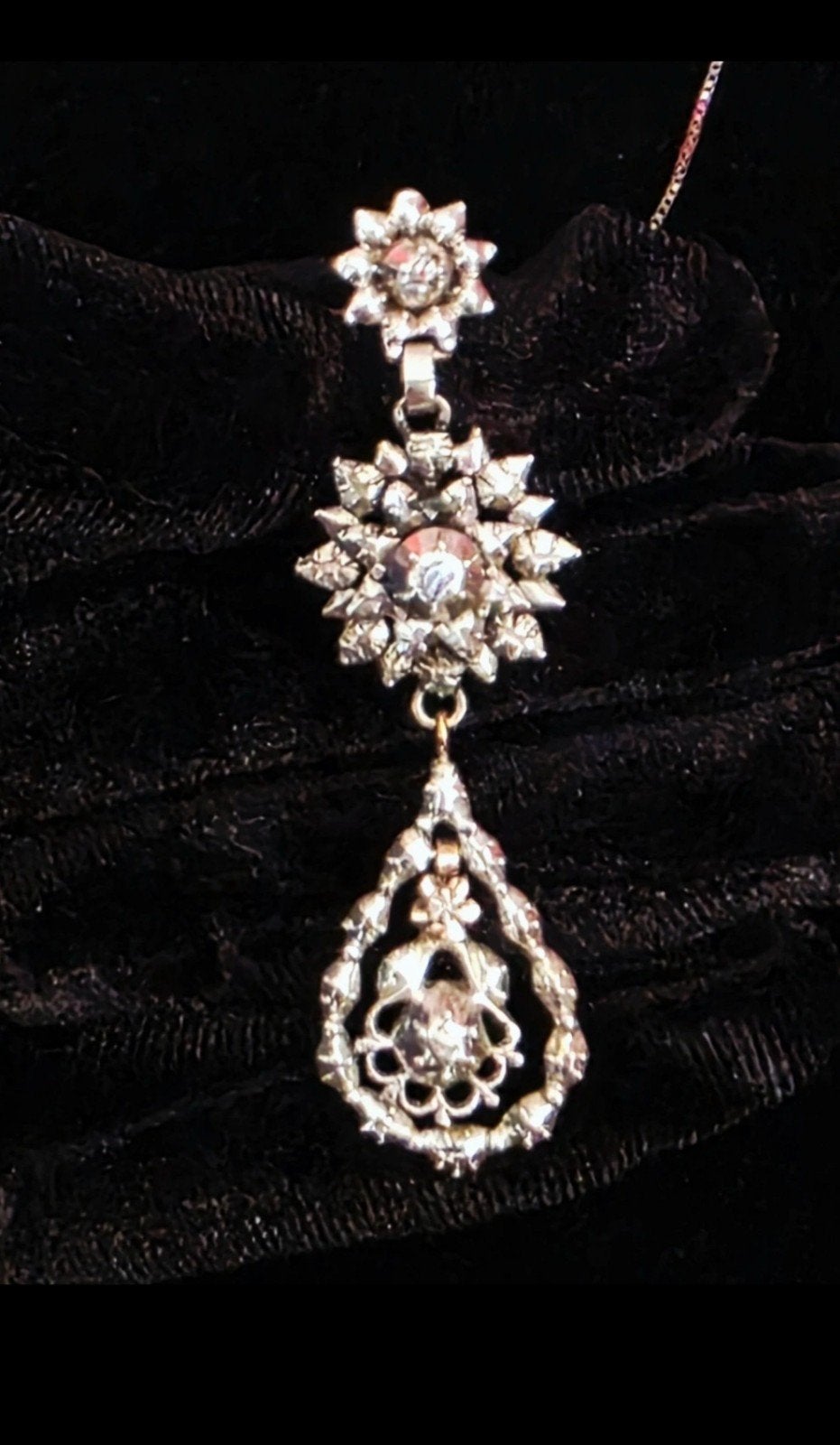 19 eeuw zilver/goud hangertje met diamanten, Enlèvement ou Envoi, Or, Pendentif