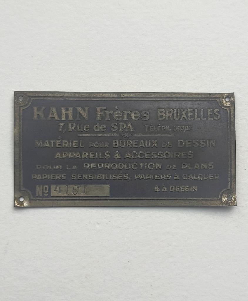 Metalen fabrikantenplaatje Kahn Frères, Ophalen of Verzenden, Gebruikt, Reclamebord