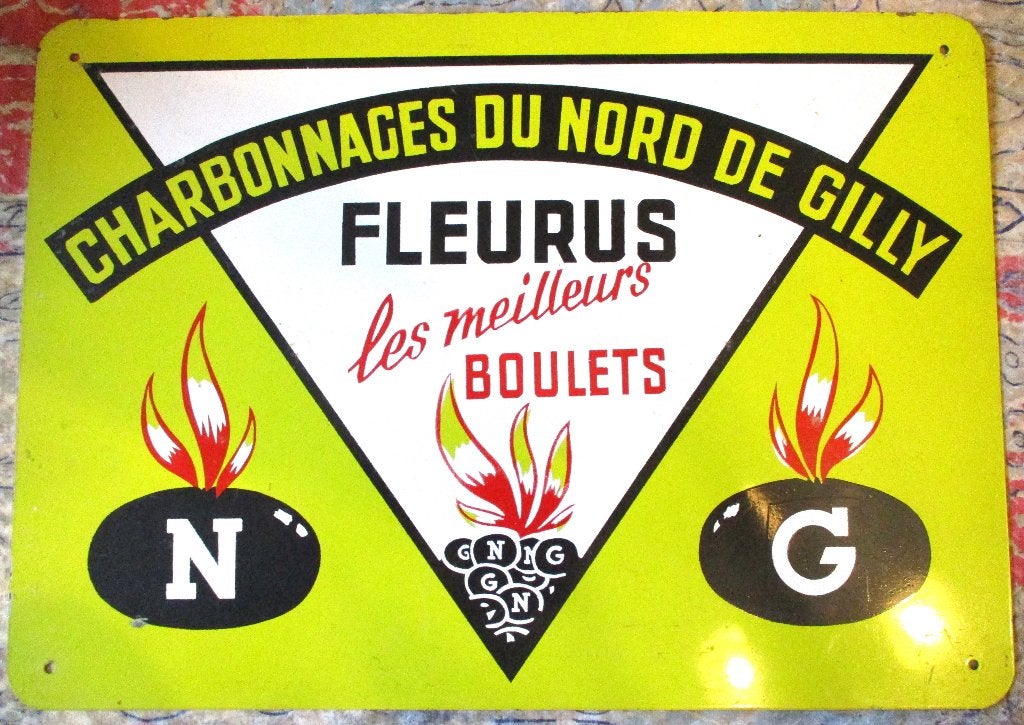 Plaque pub charbonnage Gilly Fleurus lampe de mineur, Antiquités & Art, Envoi