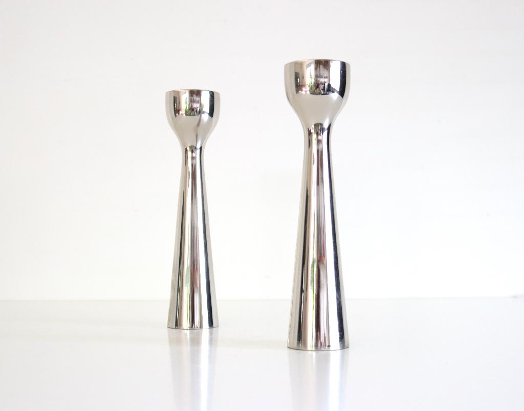 Vintage Chrome design kandelaars, Ophalen of Verzenden, Gebruikt, Metaal