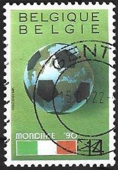 1 Postzegel WK Voetbal 1990 Italië België, Frankeerzegel, Ophalen of Verzenden, Gestempeld, Sport