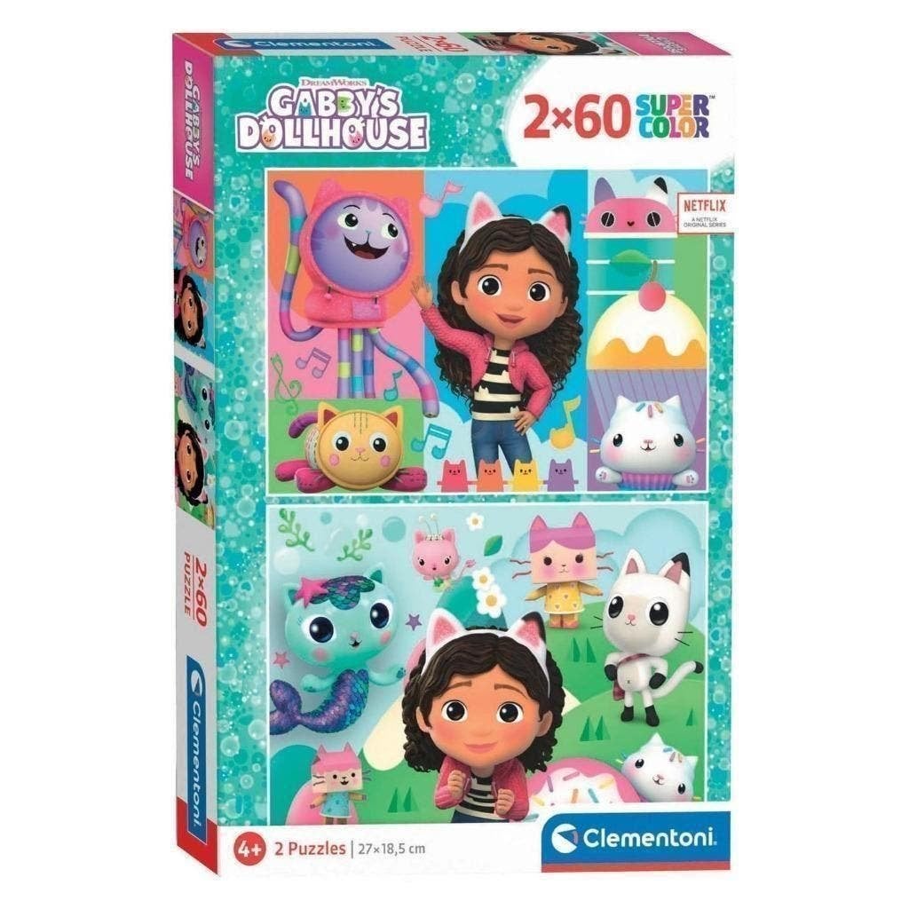 Gabby's Poppenhuis 2 in 1 Puzzel 2 x 60 stukjes - Clementoni, Ophalen of Verzenden, Meer dan 50 stukjes, Nieuw, 4 tot 6 jaar