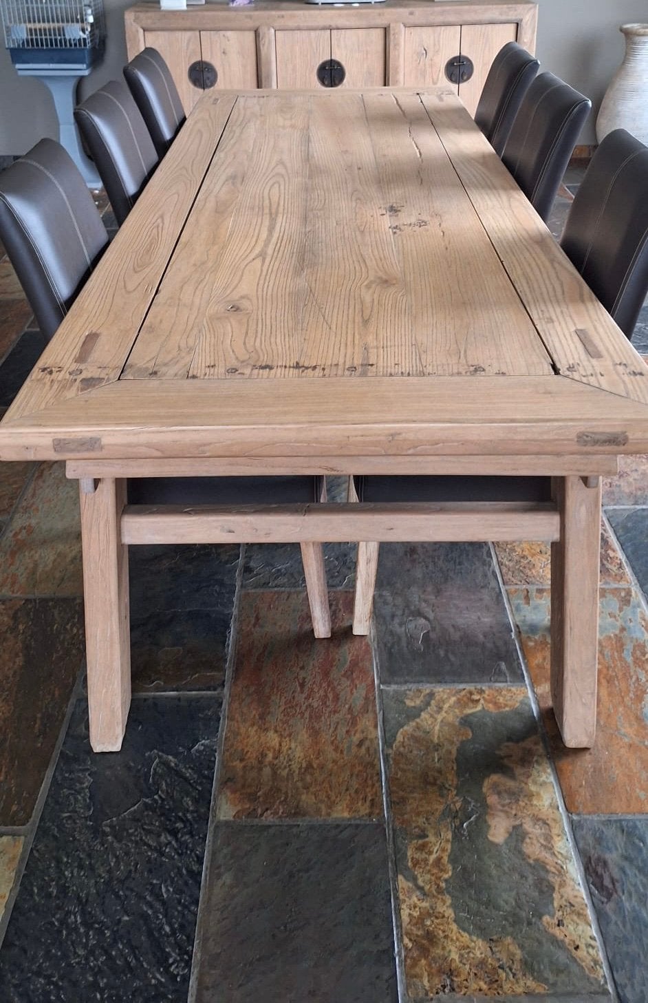 Excl.Eetkamerset: Olmen Tafel + 8 Lederen Stoelen + Dressoir, Huis en Inrichting, Ophalen, 8 stoelen of meer