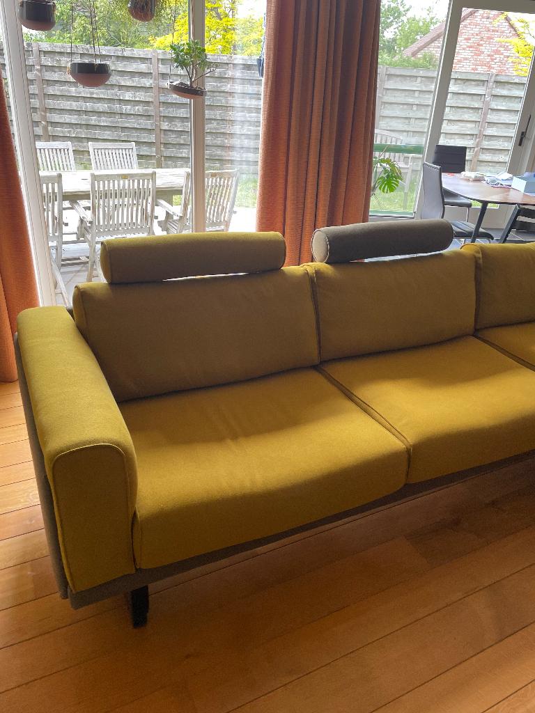 Okergele zetel, Maison & Meubles, Canapés | Salons, Enlèvement, Utilisé, Trois personnes, Tissus