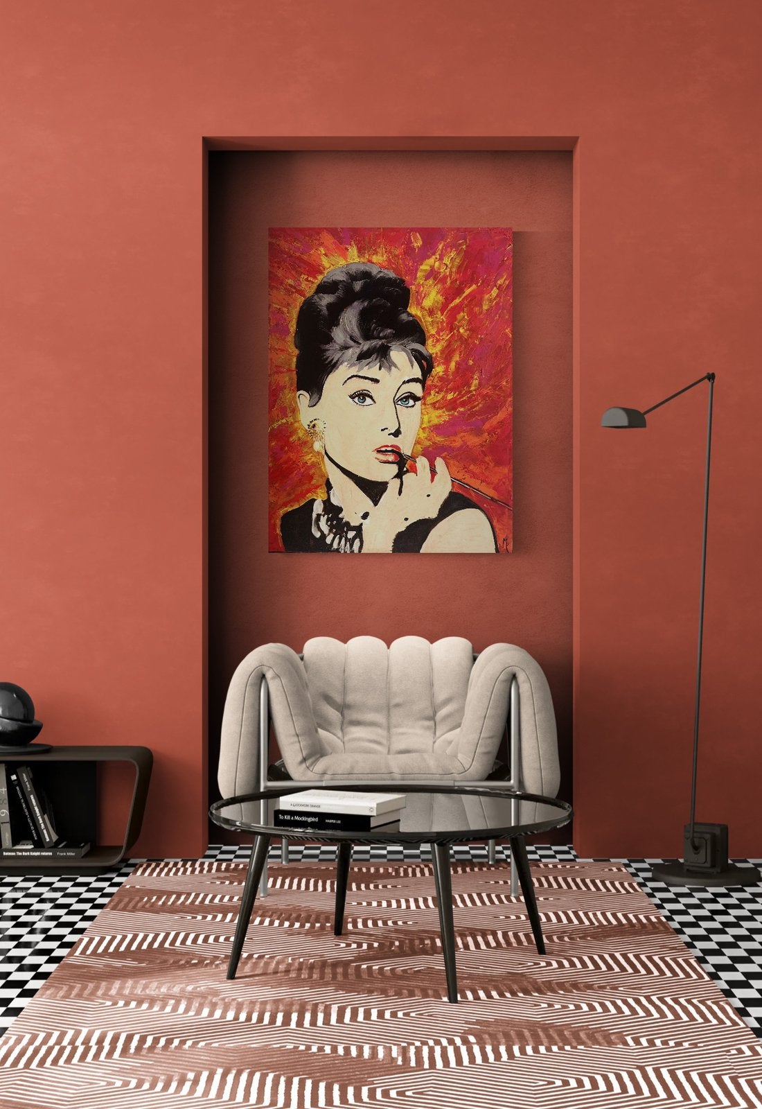 Groot kleurrijk schilderij Audrey Hepburn Mk Art, Huis en Inrichting, Woonaccessoires | Schilderijen, Tekeningen en Foto's, Ophalen
