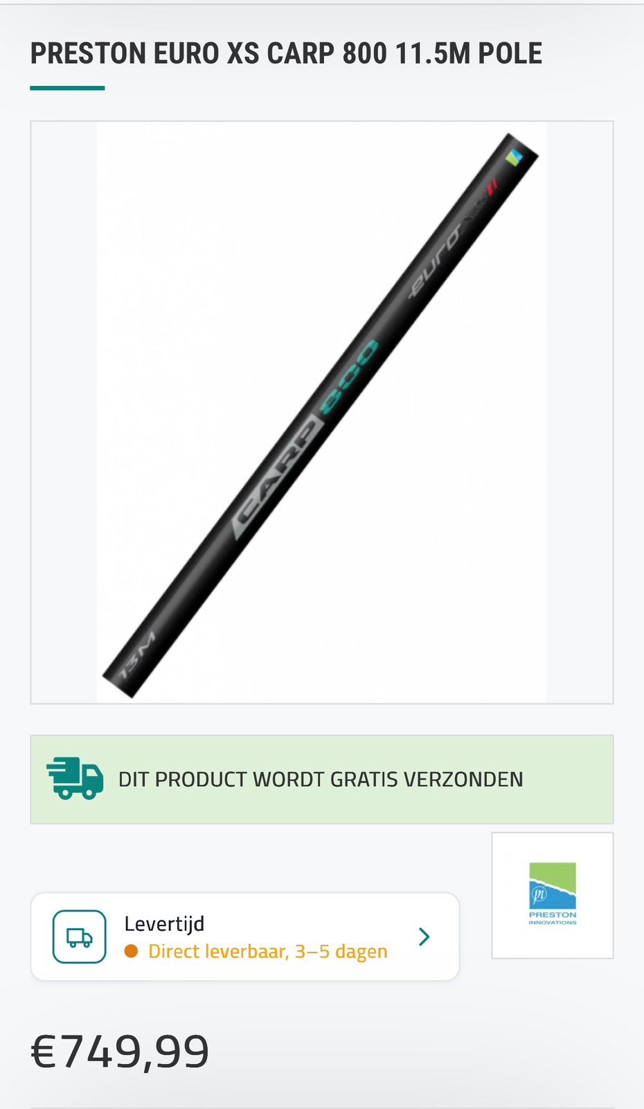 Preston xs carp 800, Ophalen, Zo goed als nieuw