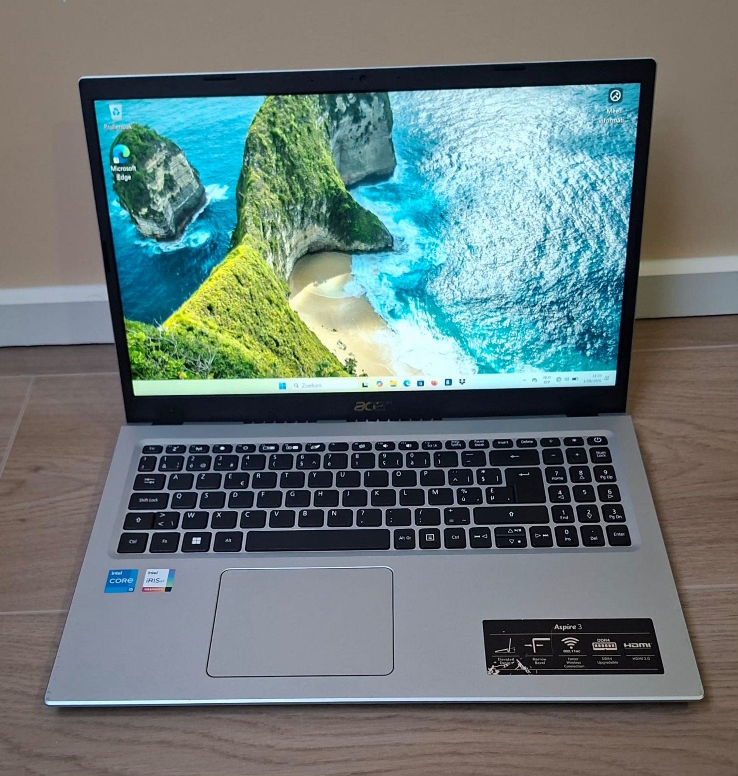 Acer Aspire 3: 512 GB/8 RAM Win 11, Computers en Software, Windows Laptops, Met videokaart, 2 tot 3 Ghz, 8 GB, Zo goed als nieuw