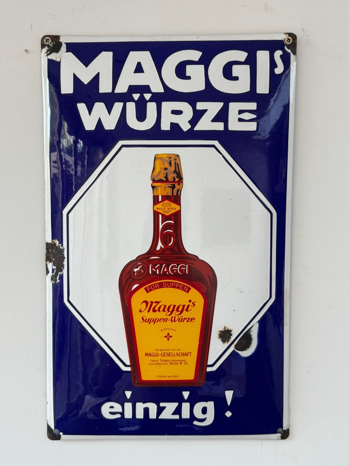 Maggi oud emaille reclamebord, Verzamelen, Reclamebord, Gebruikt, ., Ophalen of Verzenden