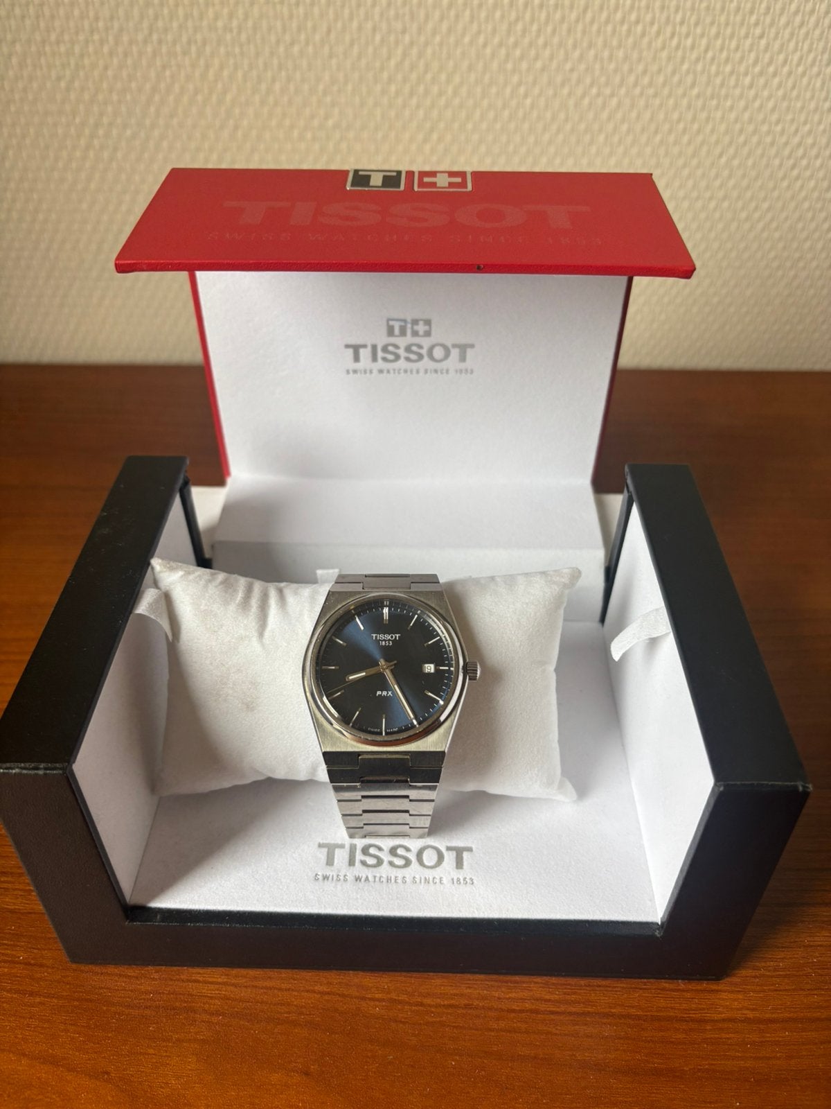 Tissot PRX Quartz 40 mm – donkerblauwe wijzerplaat, Montre-bracelet, Autres marques, Acier, Enlèvement