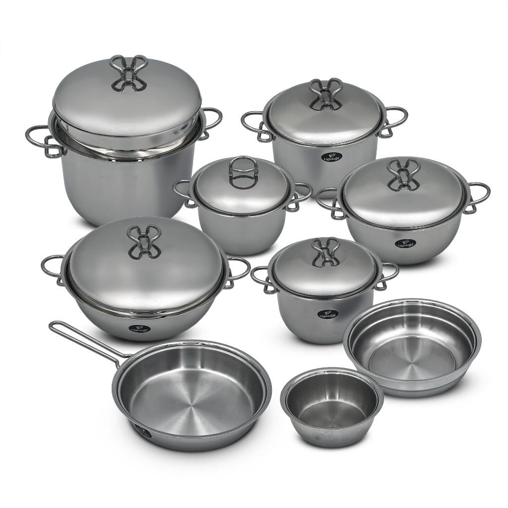 Batterie de cuisine 16pcs Italienne - INOX 18/10, Neuf, Inox, Enlèvement ou Envoi, Plaque céramique