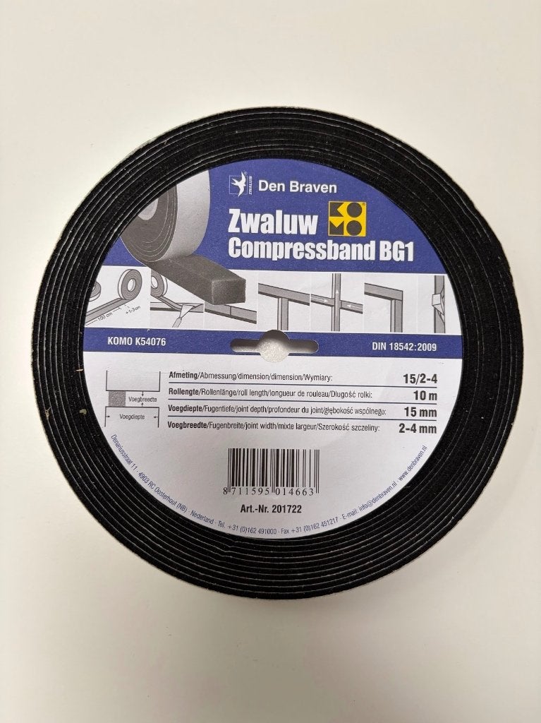 Bande de compression Zwaluw BG1 15/2-4 — 10 m, Bricolage & Construction, Neuf, Enlèvement ou Envoi, Autres matériaux, Moins de 4 cm