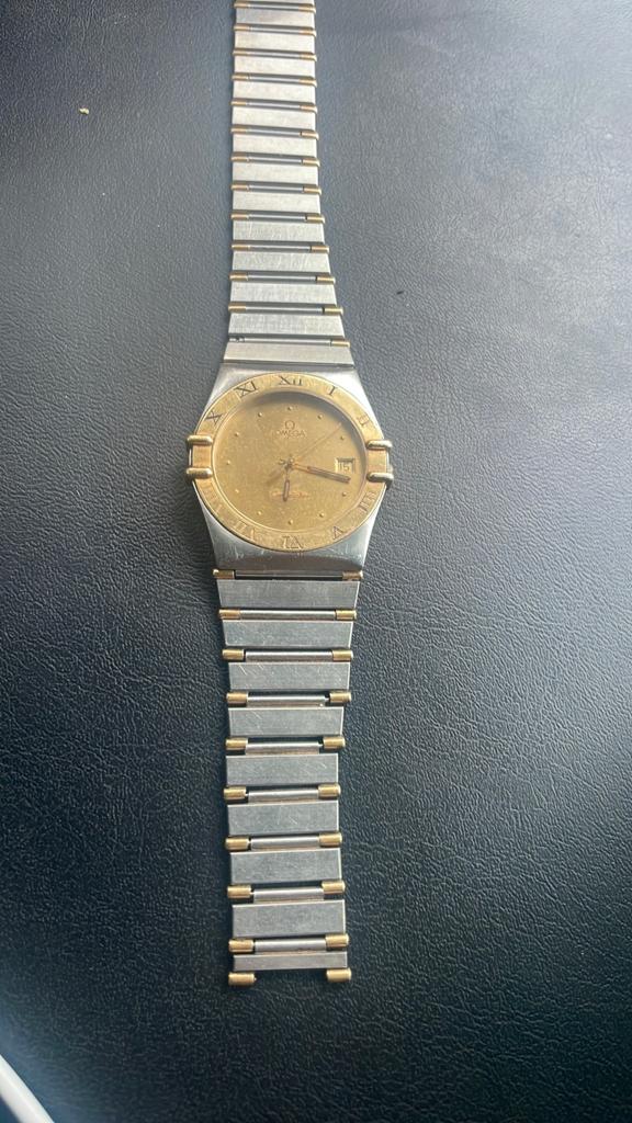 Omega Constellation kwarts tweekleurig, Handtassen en Accessoires, Ophalen, Staal, Gebruikt, Staal
