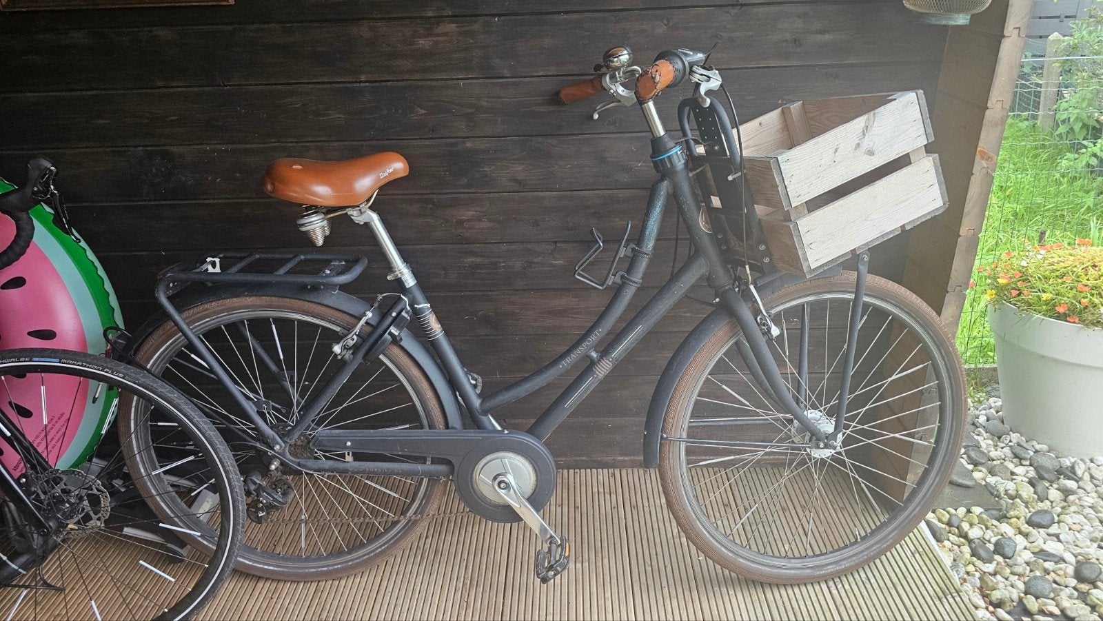 Stijlvolle damesfiets met houten krat, Fietsen en Brommers, Ophalen, Versnellingen, Shimano, 53 tot 56 cm