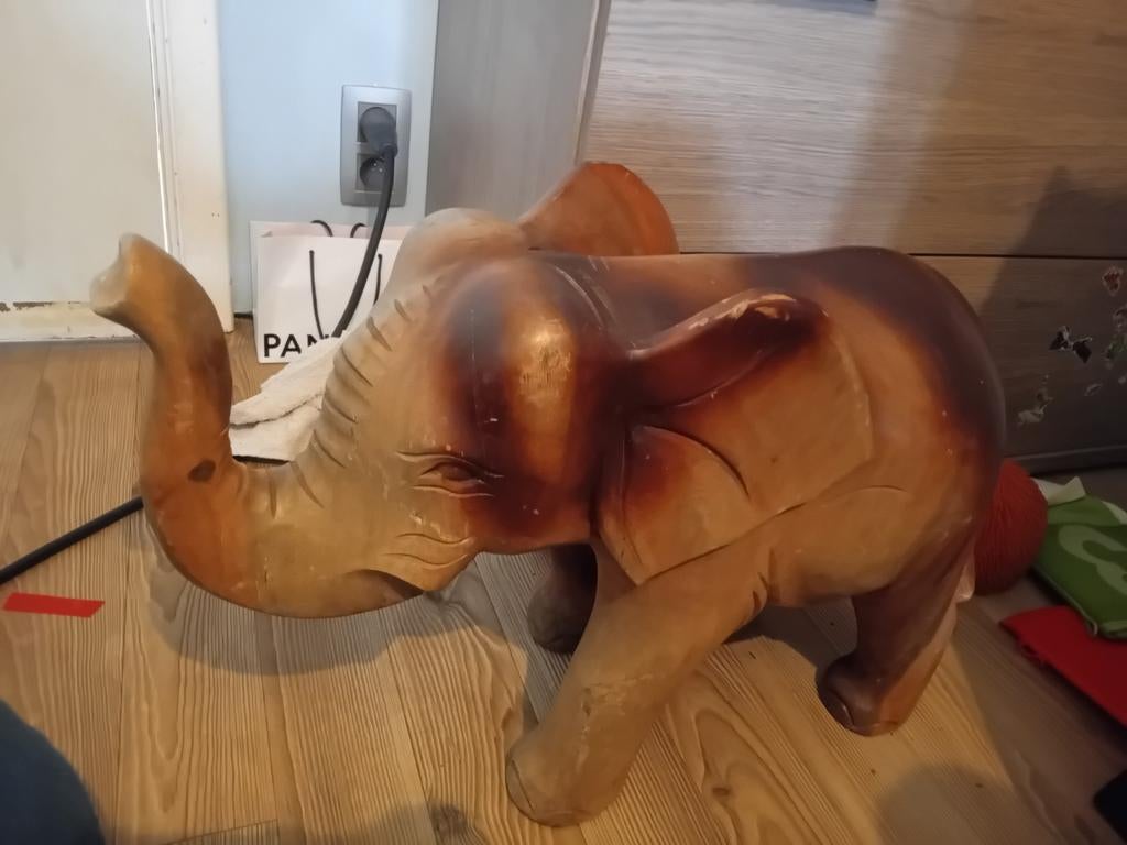 Houten antieke olifant, Antiek en Kunst, Ophalen of Verzenden