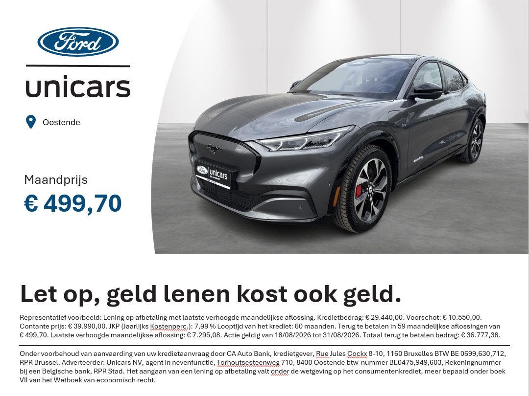Ford Mustang Mach-E premium 99kWh 258kW Extended Range AWD, Stof, Gebruikt, 351 pk, Mustang