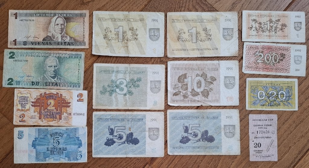 Lot de 14 billets de banque lituaniens, Enlèvement ou Envoi, Autres pays, Série
