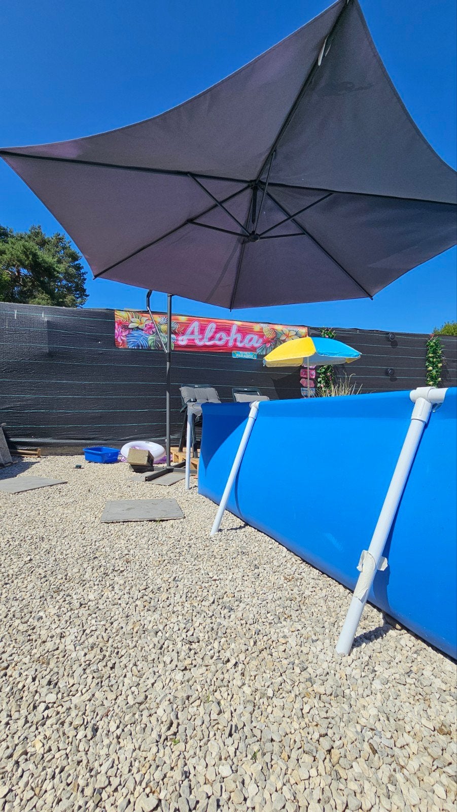 groot parasol met stand, Tuin en Terras, Ophalen, Gebruikt