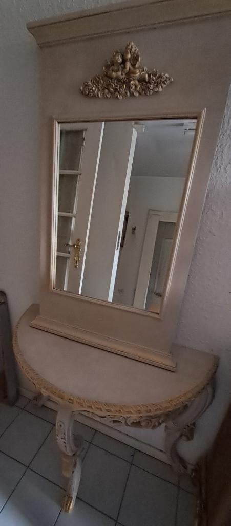 Wandtafel met spiegel, Huis en Inrichting, Tafels | Sidetables, Ophalen, Gebruikt