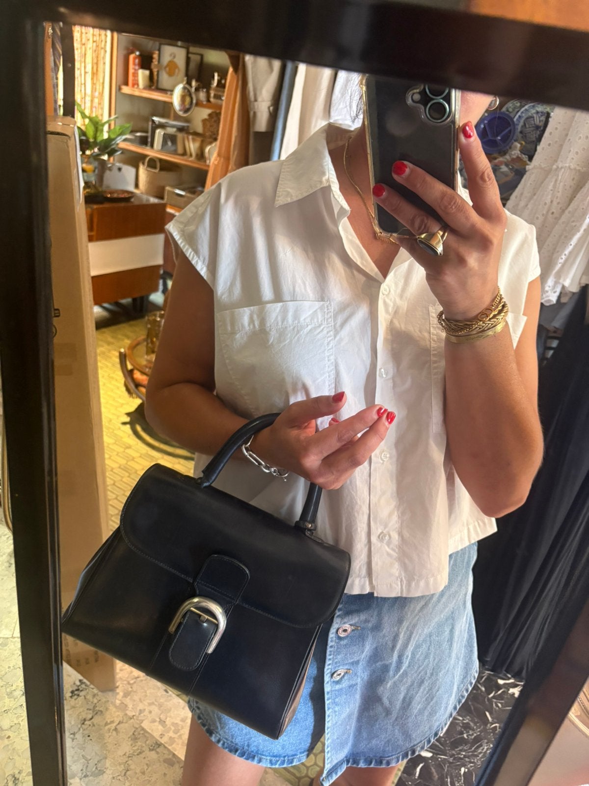 DELVAUX BRILLANT vintage boxcalf marineblauw, Ophalen, Gebruikt, Handtas