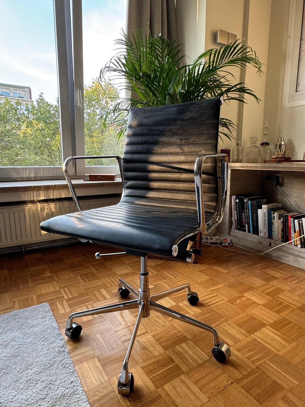 3 Eames Aluminum Group stijl bureaustoel – zwart/chroom, Ophalen, Zwart, Bureaustoel