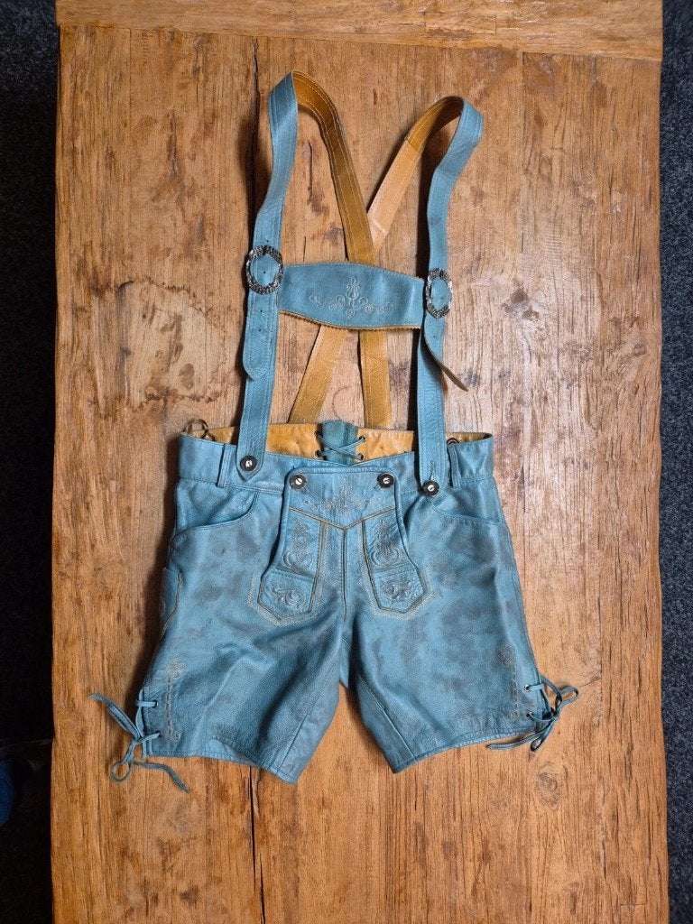 Dames leren lederhosen, Taille 38/40 (M), Enlèvement ou Envoi, Beige, Comme neuf