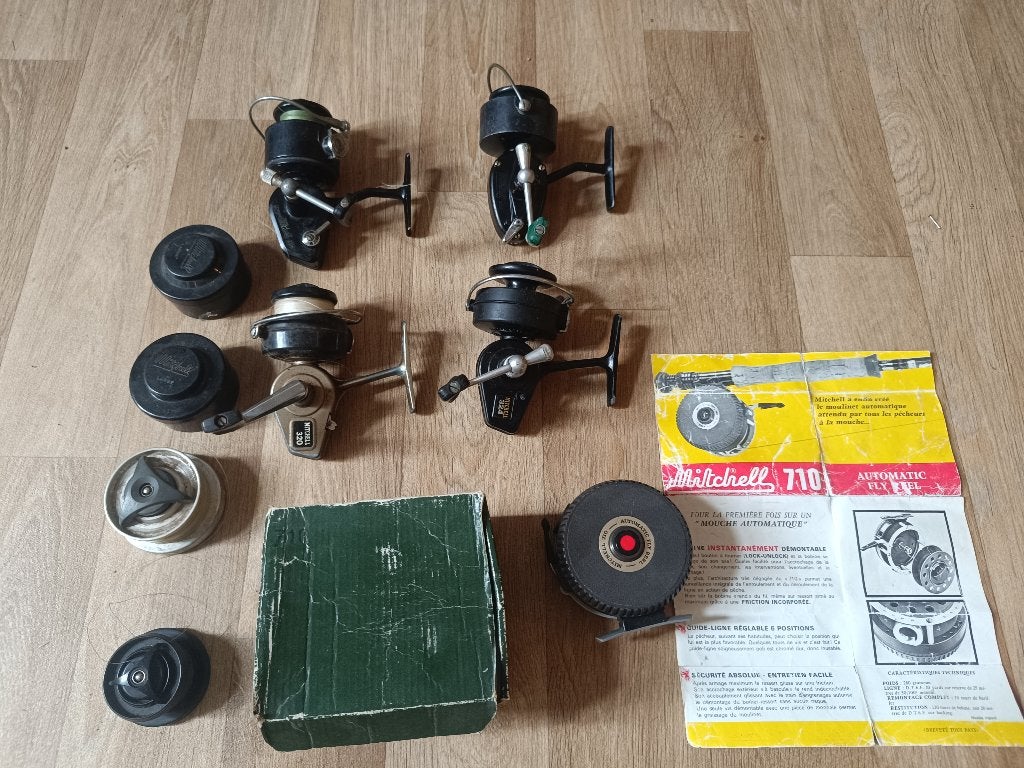 Lot de moulinets Mitchell vintage, Enlèvement ou Envoi, Utilisé, Moulinet
