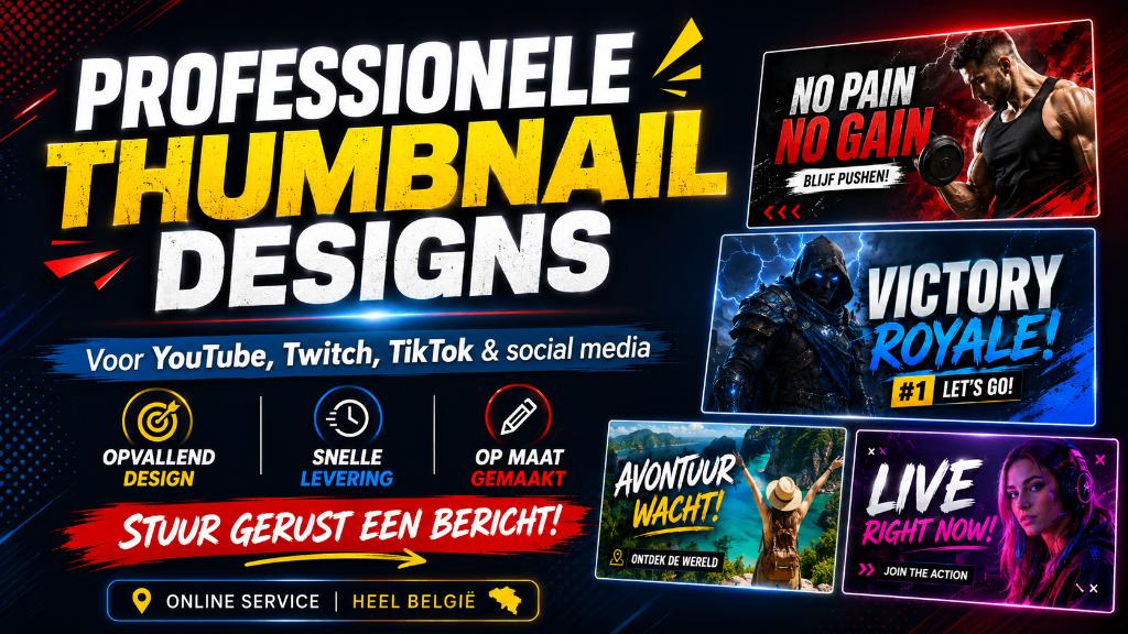 Professionele thumbnail designs| YouTube, Twitch & Kick, Audio, Tv en Foto, Professionele apparaten, Ophalen, Nieuw, Video