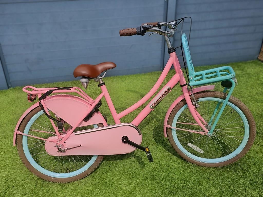 Popal kinderfiets 22 inch - Mint/Roze (3 versnellingen), Fietsen en Brommers, Fietsen | Meisjes, Ophalen, Terugtraprem, 22 inch