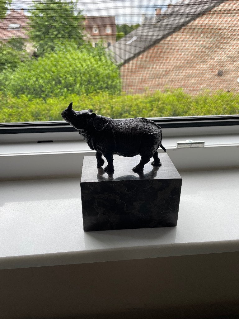 Bronzen beeld van neushoorn, Antiek en Kunst, Ophalen, Brons