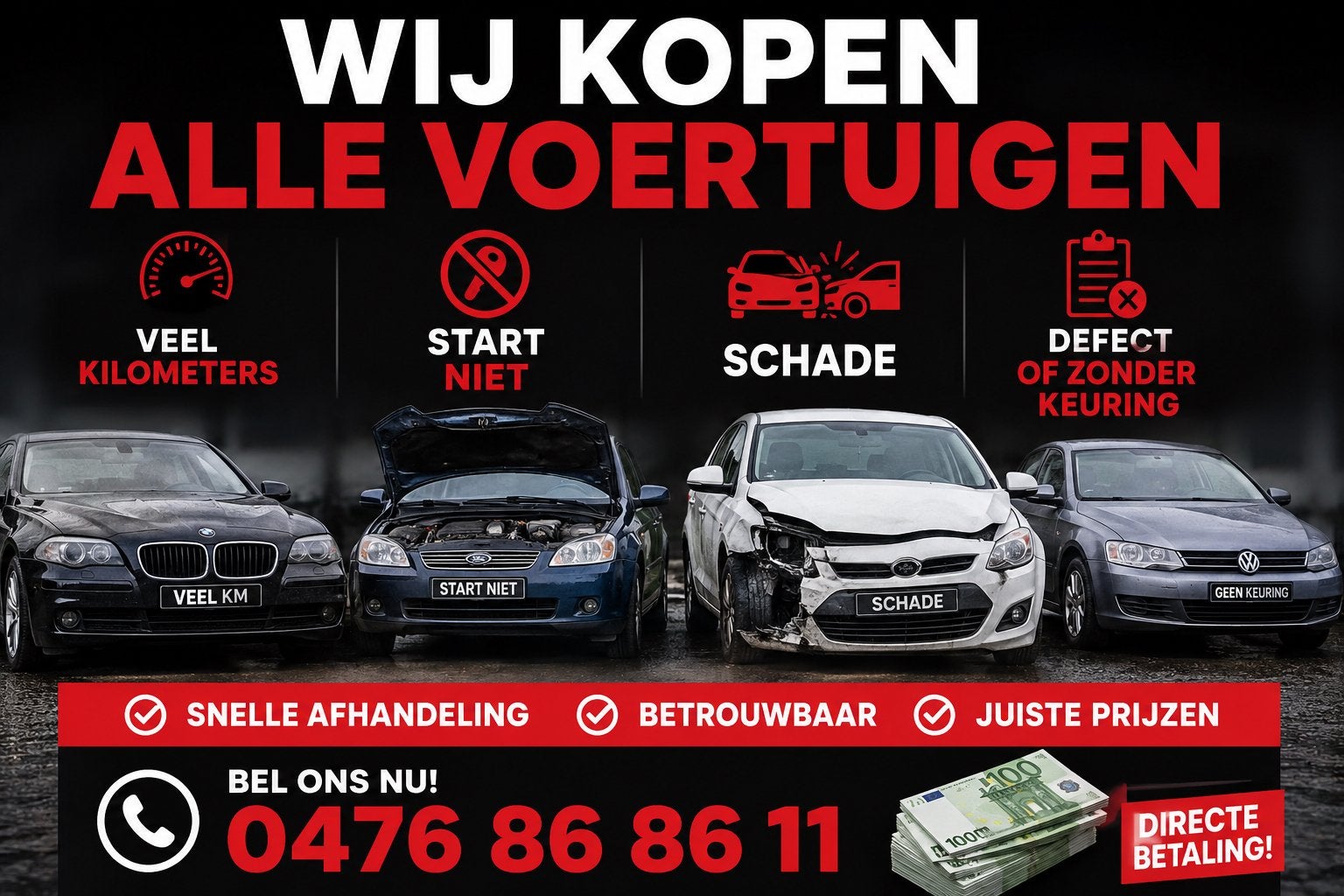 Wij kopen alle voertuigen, ongeacht de staat., Ophalen