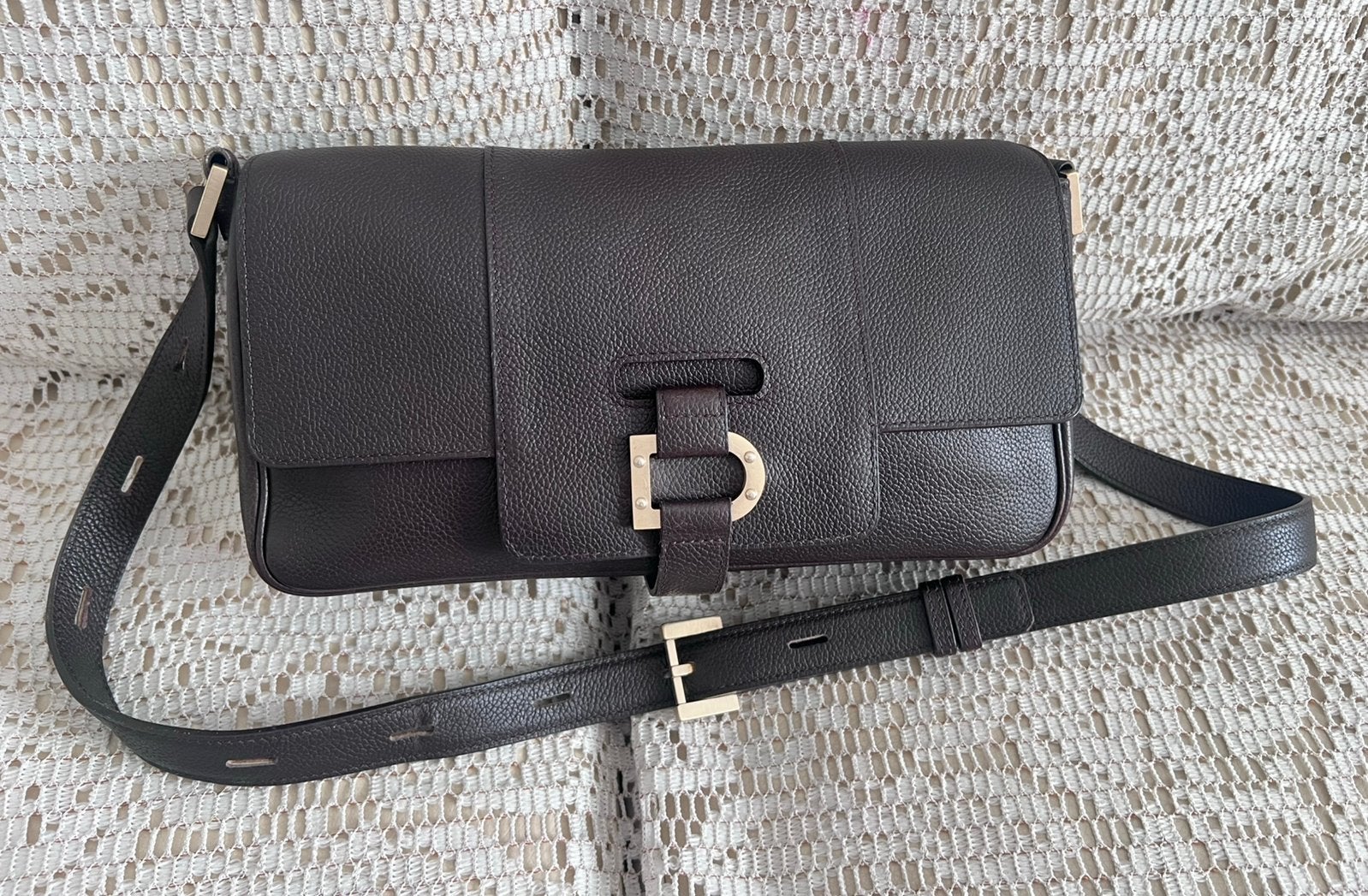 Sac DELVAUX modèle Colette cuir marron impeccable, Enlèvement ou Envoi, Comme neuf, Cuir
