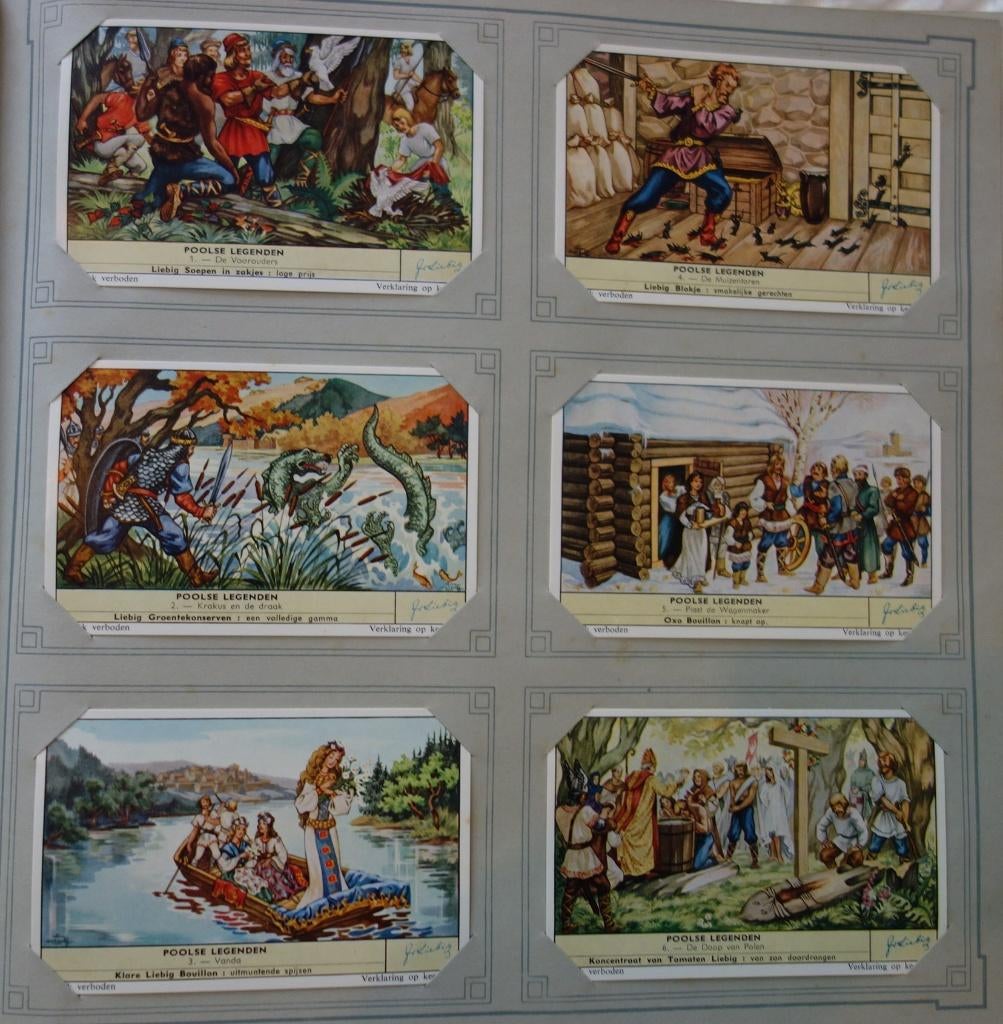 Set Liebig Prenten Poolse legenden (1960)., Verzamelen, Zo goed als nieuw, 1940 tot 1960, Prent, Buitenland