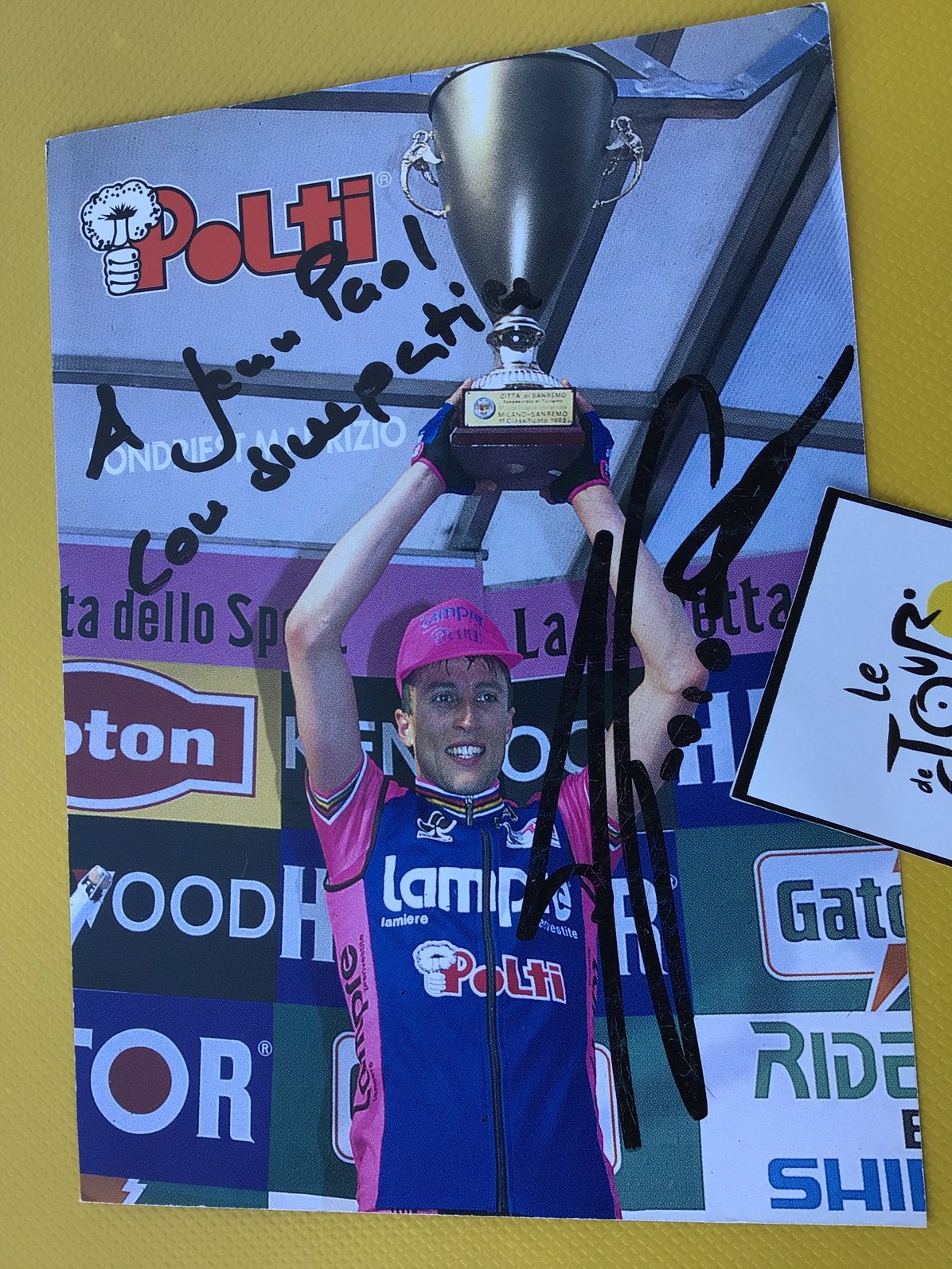 Wielerkaart milaan saremo maurizio fondriest signe, Envoi, Comme neuf