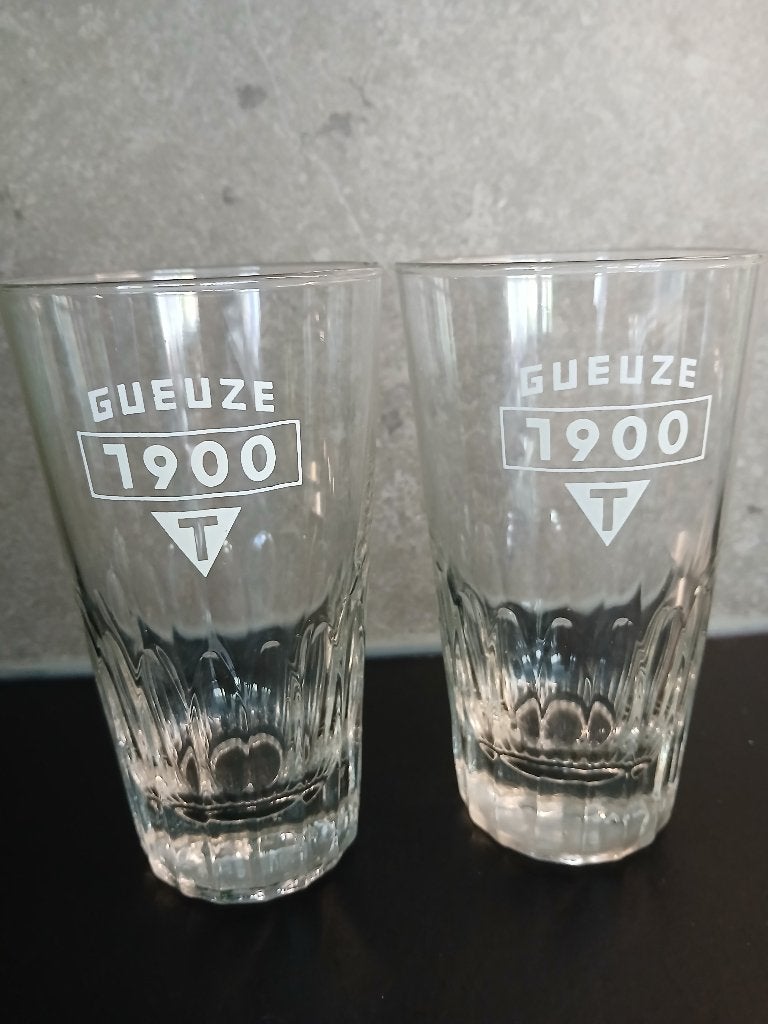 Deux anciens verres à GUEUZE 1900 T en parfait état, Enlèvement ou Envoi, Comme neuf, Verre ou Verres, Autres marques