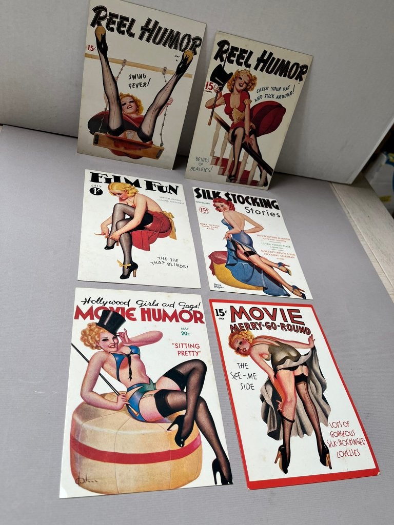 6 retro pin-up postkaarten – vintage stijl tijdschriftcovers, Verzamelen, Ophalen of Verzenden, 1960 tot 1980, Ongelopen, Italië